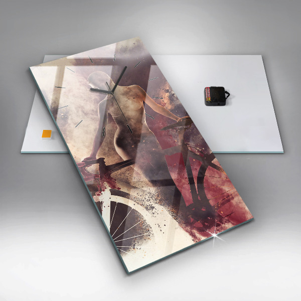 Horloge murale verticale Femme et vélo