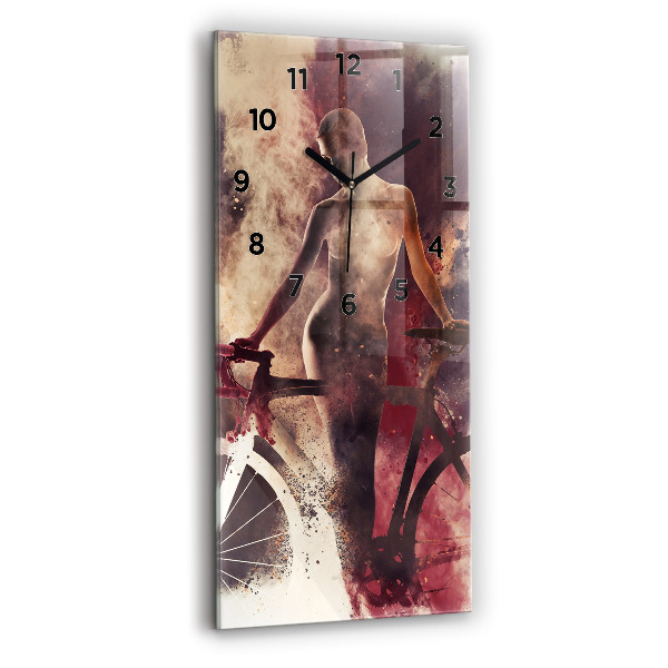 Horloge murale verticale Femme et vélo