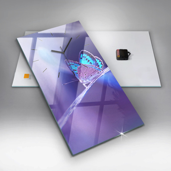 Horloge murale verticale 'Papillon sur l''herbe'