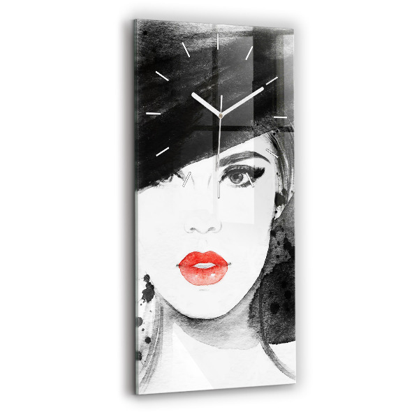 Horloge murale verticale Femme au chapeau