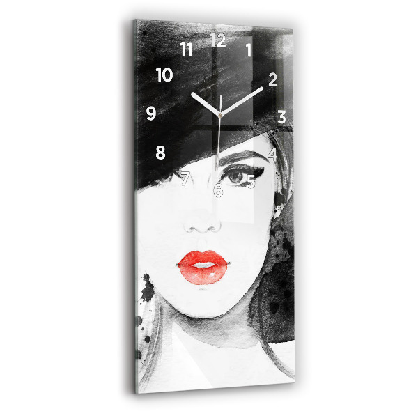 Horloge murale verticale Femme au chapeau