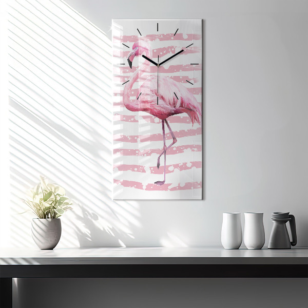 Horloge murale verticale Graphique Flamingo