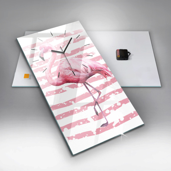 Horloge murale verticale Graphique Flamingo