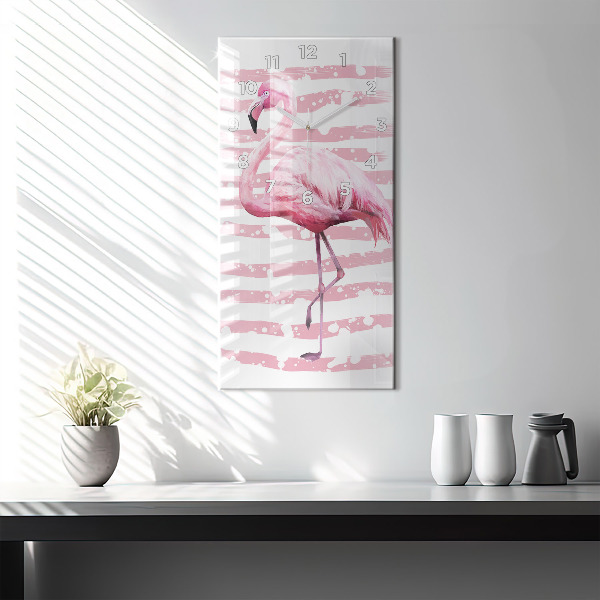 Horloge murale verticale Graphique Flamingo
