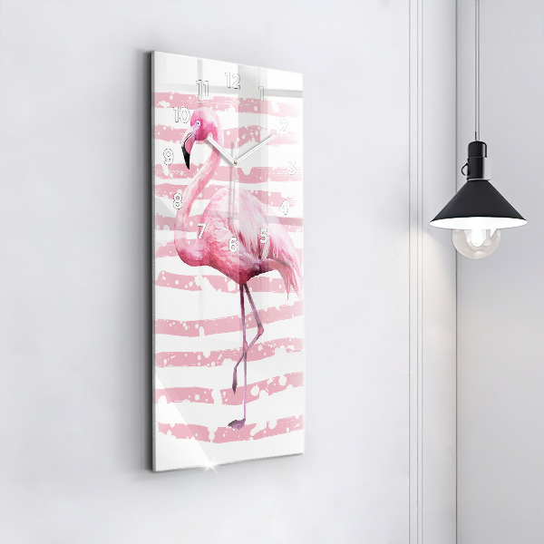 Horloge murale verticale Graphique Flamingo