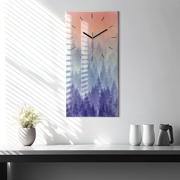 Horloge murale verticale Forêt dans le brouillard