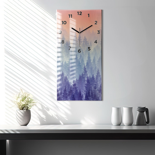 Horloge murale verticale Forêt dans le brouillard