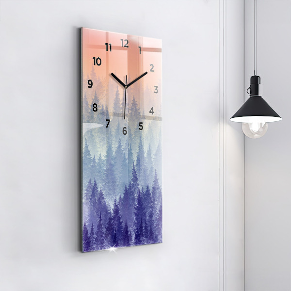 Horloge murale verticale Forêt dans le brouillard