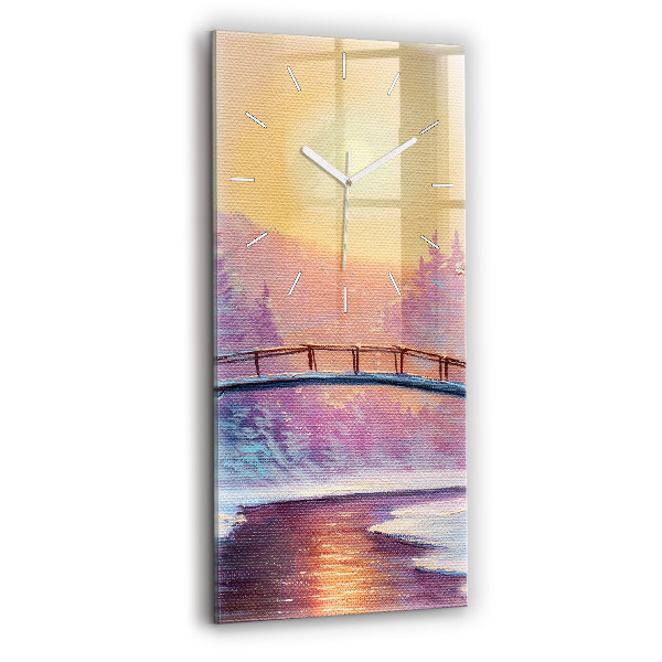 Horloge murale verticale Sapin de Noël et pont