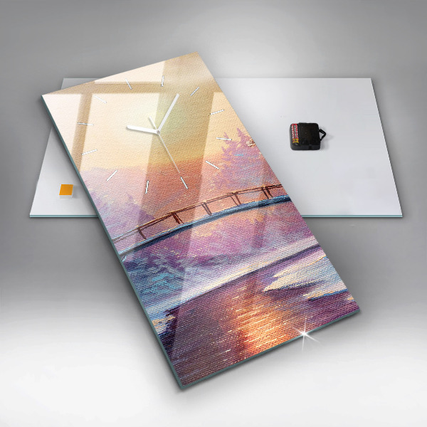 Horloge murale verticale Sapin de Noël et pont