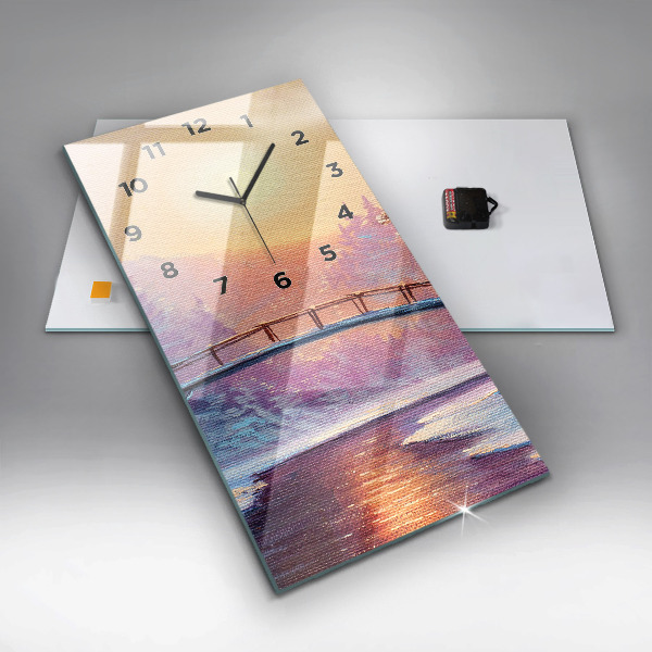 Horloge murale verticale Sapin de Noël et pont