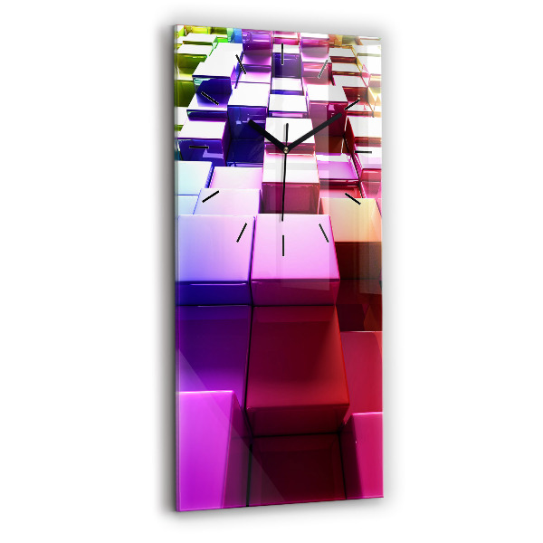 Horloge rectangulaire verticale Cubes colorés