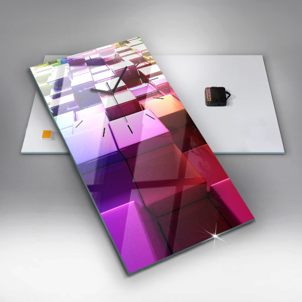 Horloge rectangulaire verticale Cubes colorés