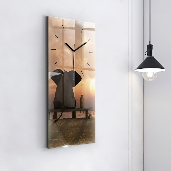Horloge rectangulaire verticale Animaux et coucher de soleil