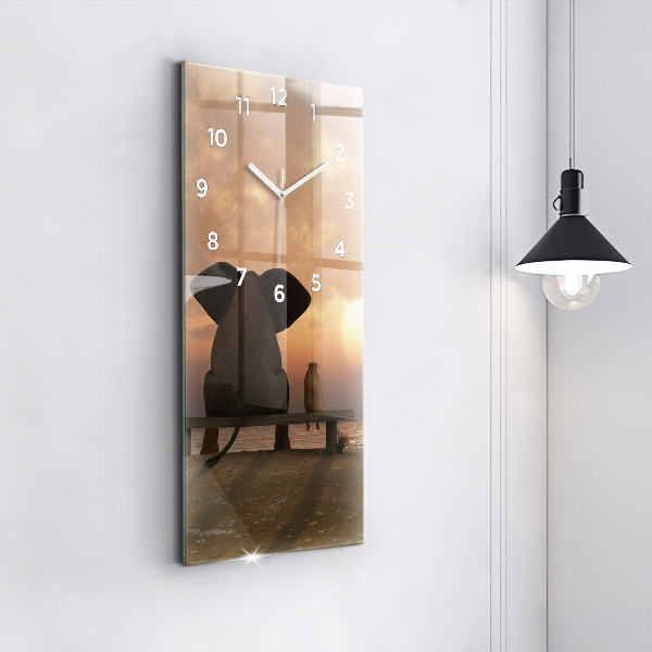 Horloge rectangulaire verticale Animaux et coucher de soleil