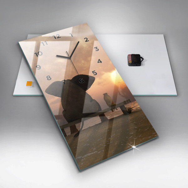 Horloge rectangulaire verticale Animaux et coucher de soleil