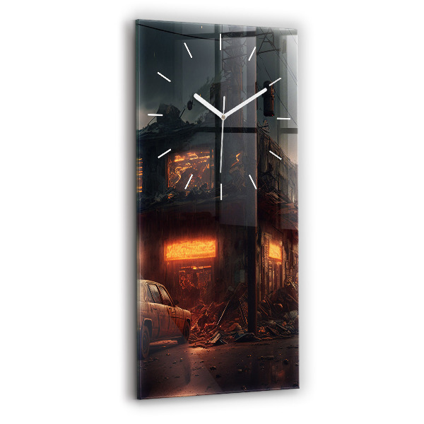 Horloge murale verticale Bâtiment apocalyptique