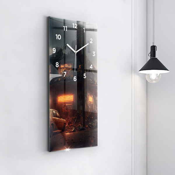 Horloge murale verticale Bâtiment apocalyptique