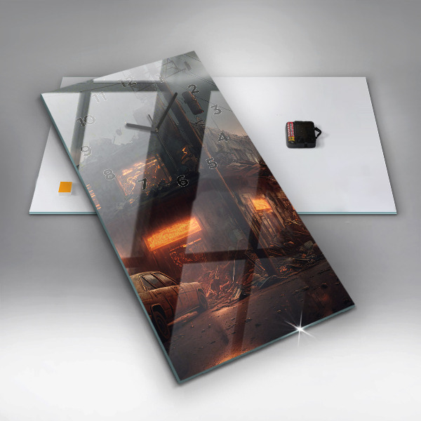 Horloge murale verticale Bâtiment apocalyptique