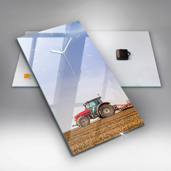 Horloge rectangulaire verticale Un agriculteur sur un tracteur
