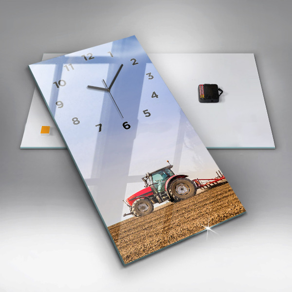 Horloge rectangulaire verticale Un agriculteur sur un tracteur