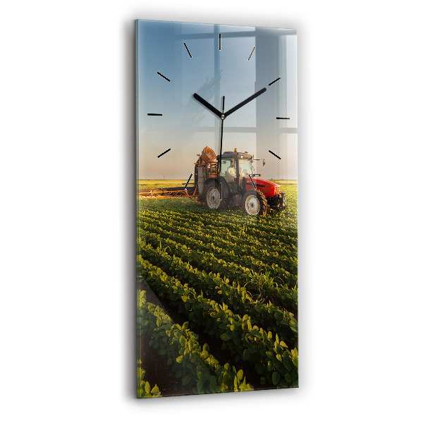 Horloge murale verticale Tracteur dans un champ agricole