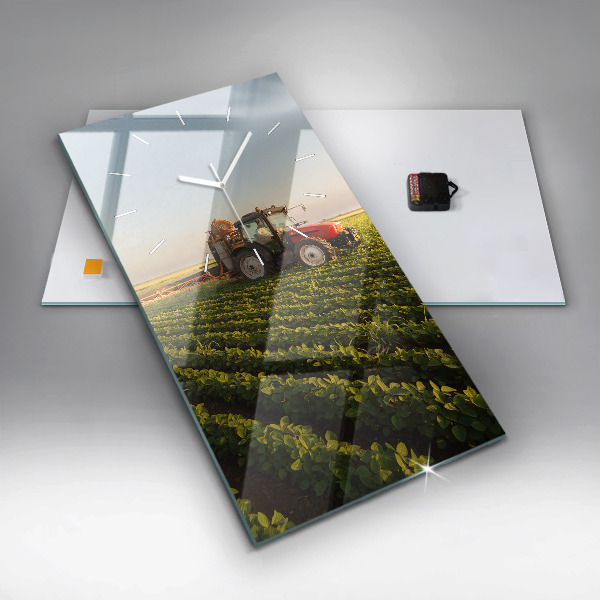 Horloge murale verticale Tracteur dans un champ agricole