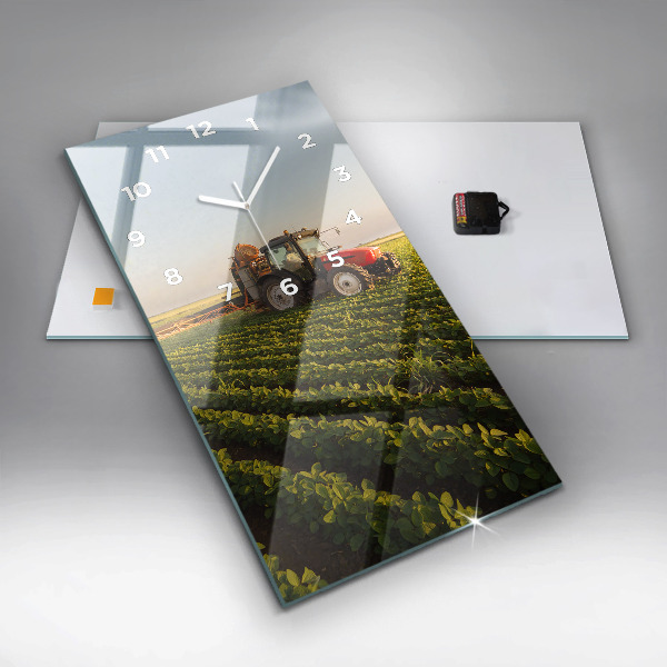 Horloge murale verticale Tracteur dans un champ agricole