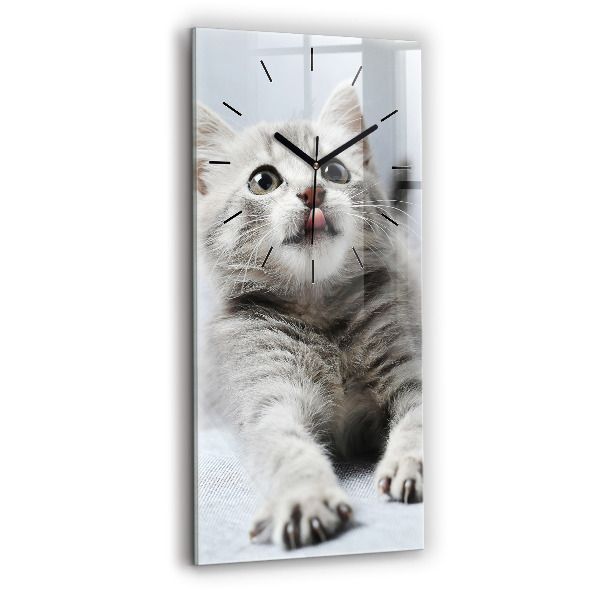 Horloge rectangulaire verticale Chat sur le canapé
