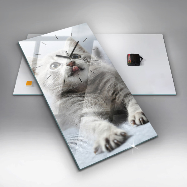 Horloge rectangulaire verticale Chat sur le canapé