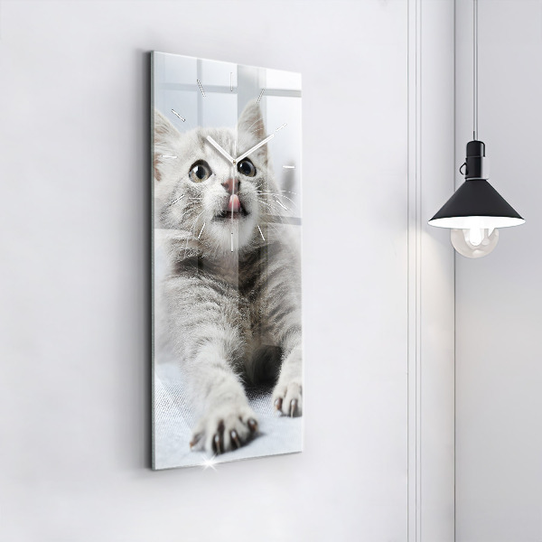 Horloge rectangulaire verticale Chat sur le canapé