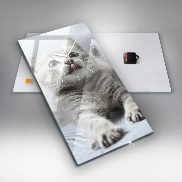 Horloge rectangulaire verticale Chat sur le canapé