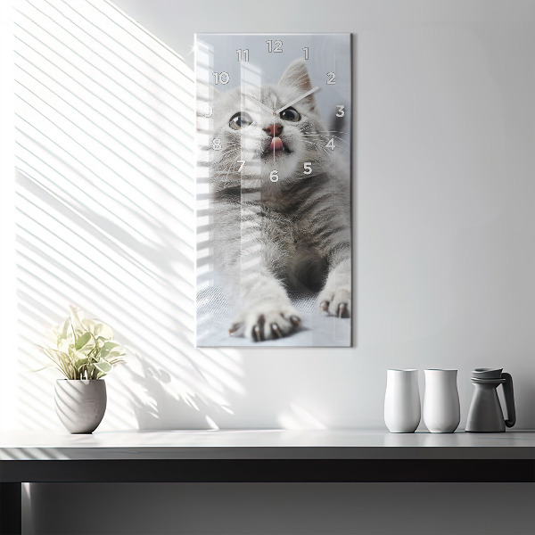 Horloge rectangulaire verticale Chat sur le canapé