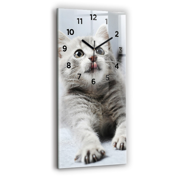 Horloge rectangulaire verticale Chat sur le canapé