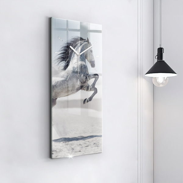 Horloge rectangulaire verticale Cheval blanc au galop