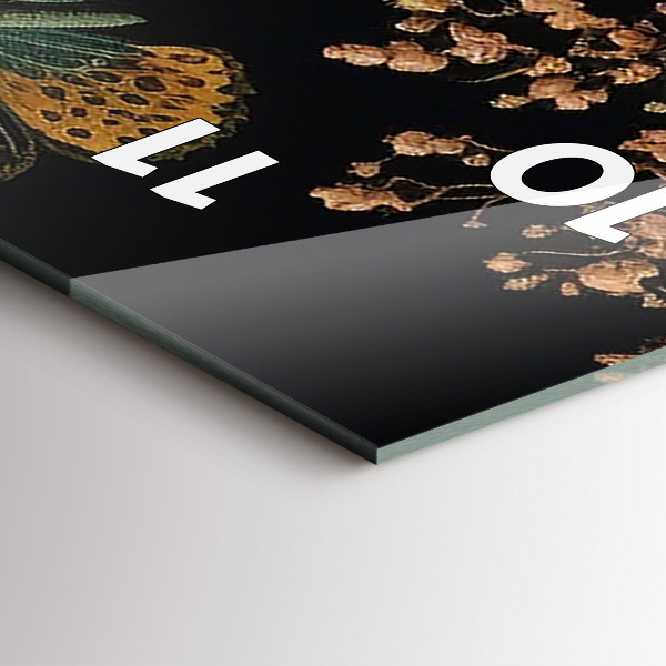 Horloge murale verticale Fleurs et papillons dorés