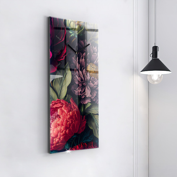 Horloge murale verticale Bouquet de fleurs vintage