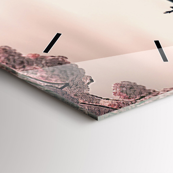 Horloge murale verticale Tour et fleurs en Asie