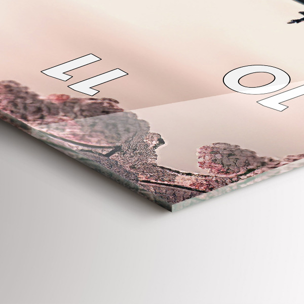 Horloge murale verticale Tour et fleurs en Asie