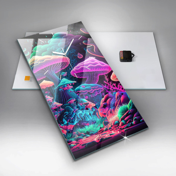 Horloge murale verticale Champignons néon