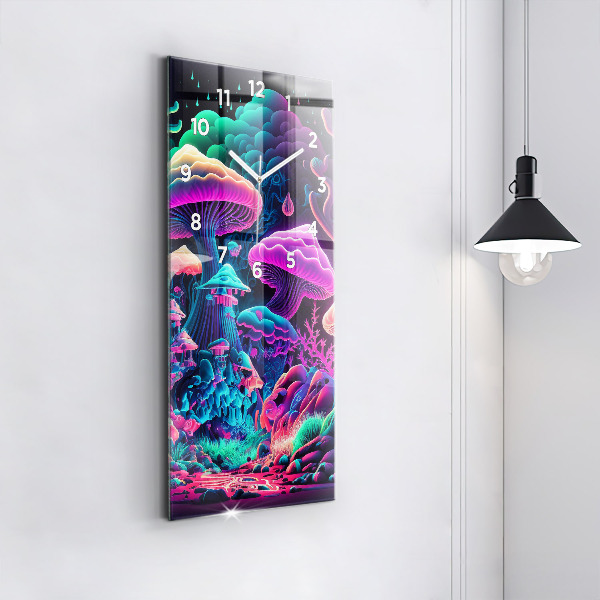 Horloge murale verticale Champignons néon