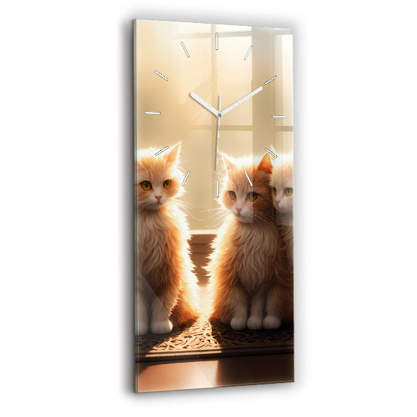 Horloge murale verticale Quatre chatons au soleil