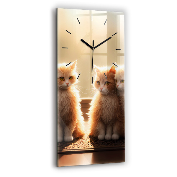 Horloge murale verticale Quatre chatons au soleil