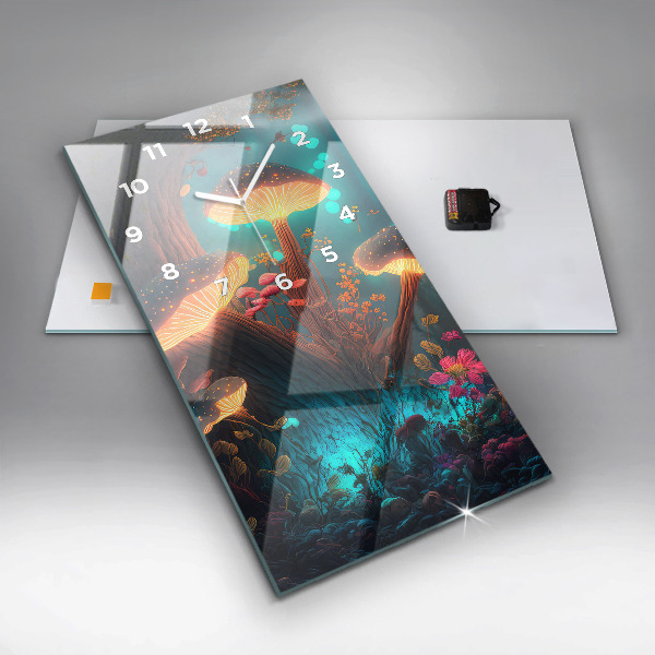 Horloge murale verticale Forêt et champignons magiques