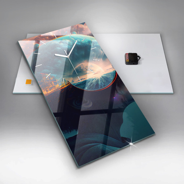 Horloge murale verticale Monde futuriste