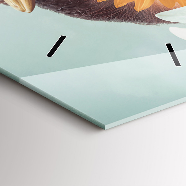 Horloge murale verticale Femme avec des fleurs