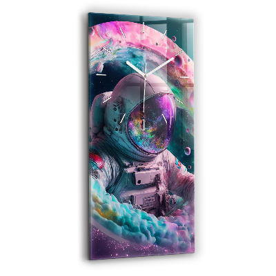 Horloge murale verticale Cosmonaute et nuages colorés