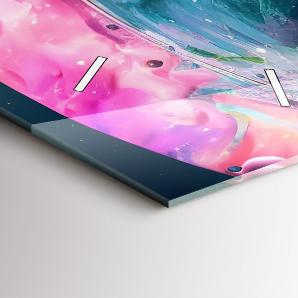 Horloge murale verticale Cosmonaute et nuages colorés