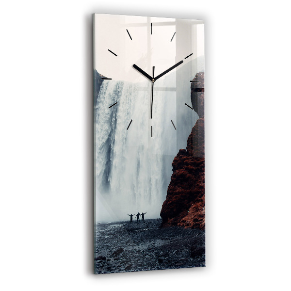 Horloge murale verticale Paysage de cascades en Islande