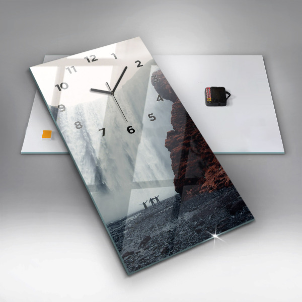 Horloge murale verticale Paysage de cascades en Islande